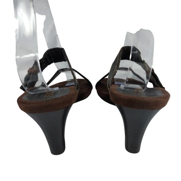 AEROSOLES! ESPRESSO BROWN GENUINE LEATHER CONTRAST STITCHED SANDALS! SZ 7M - Picture 6 of 11